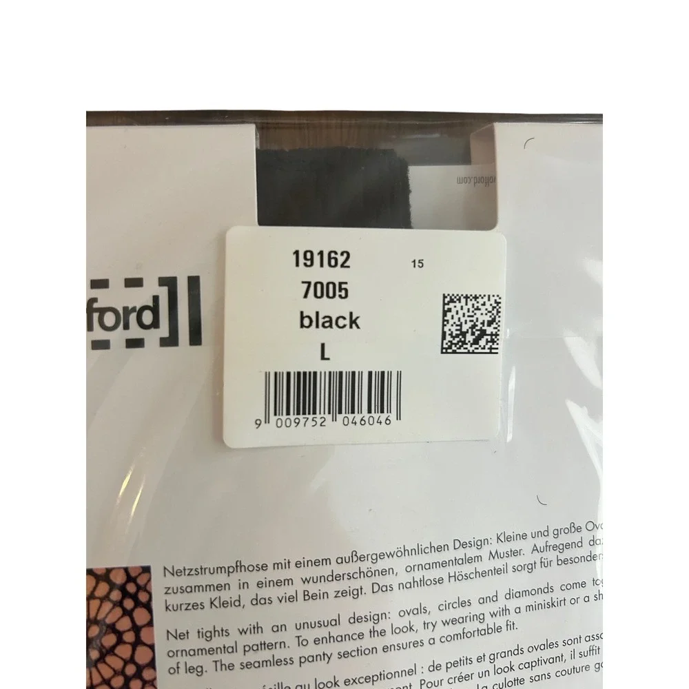 Wolford Daphne Boutique Black Lace Pattern Tights Size L Sheer‎ Pantyhose